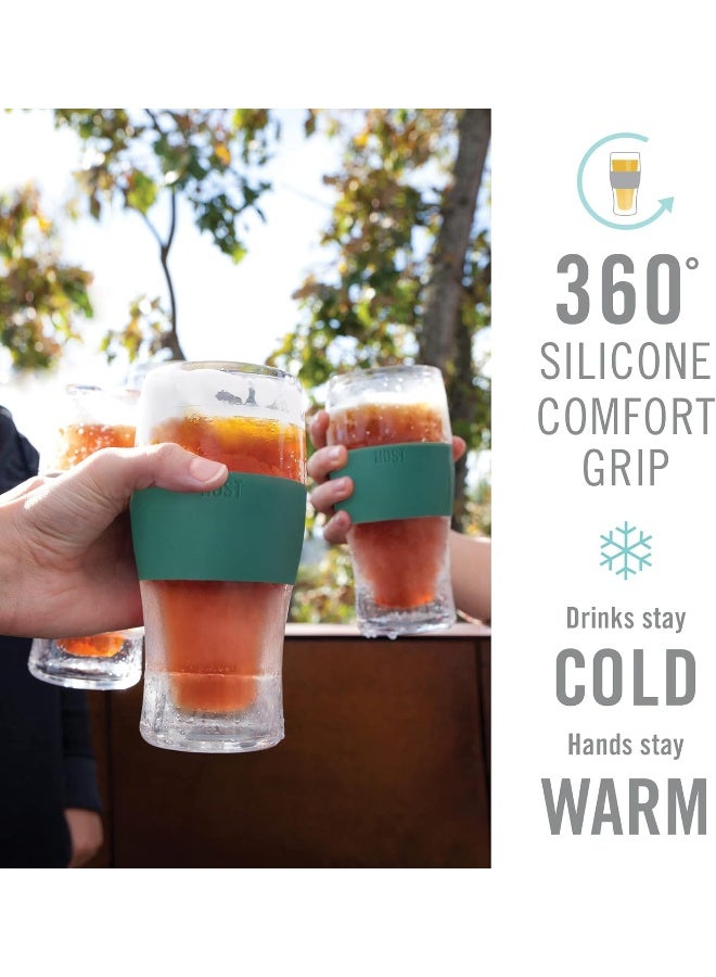 Host Freeze, Frozen Mugs, Freezable Pint Set, Beer Keep Your Drinks Cold, Double Walled Insulated Glasses, Tumbler for Iced Coffee, 16oz, Set of 2, Green - Image 3